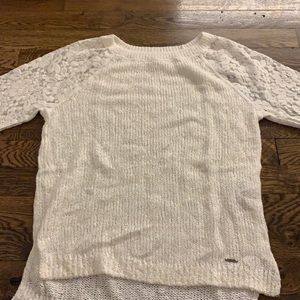 white shirt with lace long sleeves